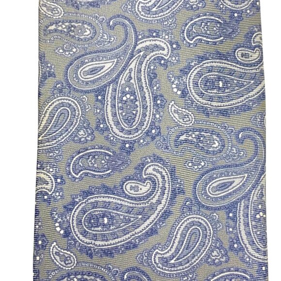 Vintage John Comfort Gray‎ Blue Silk Paisley Necktie Made in London England - Picture 6 of 8